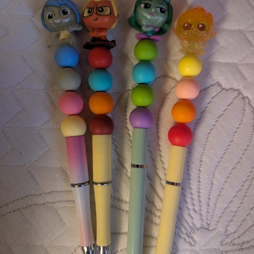Inside Out Set Of 4 Disney Doorables Beaded Pens